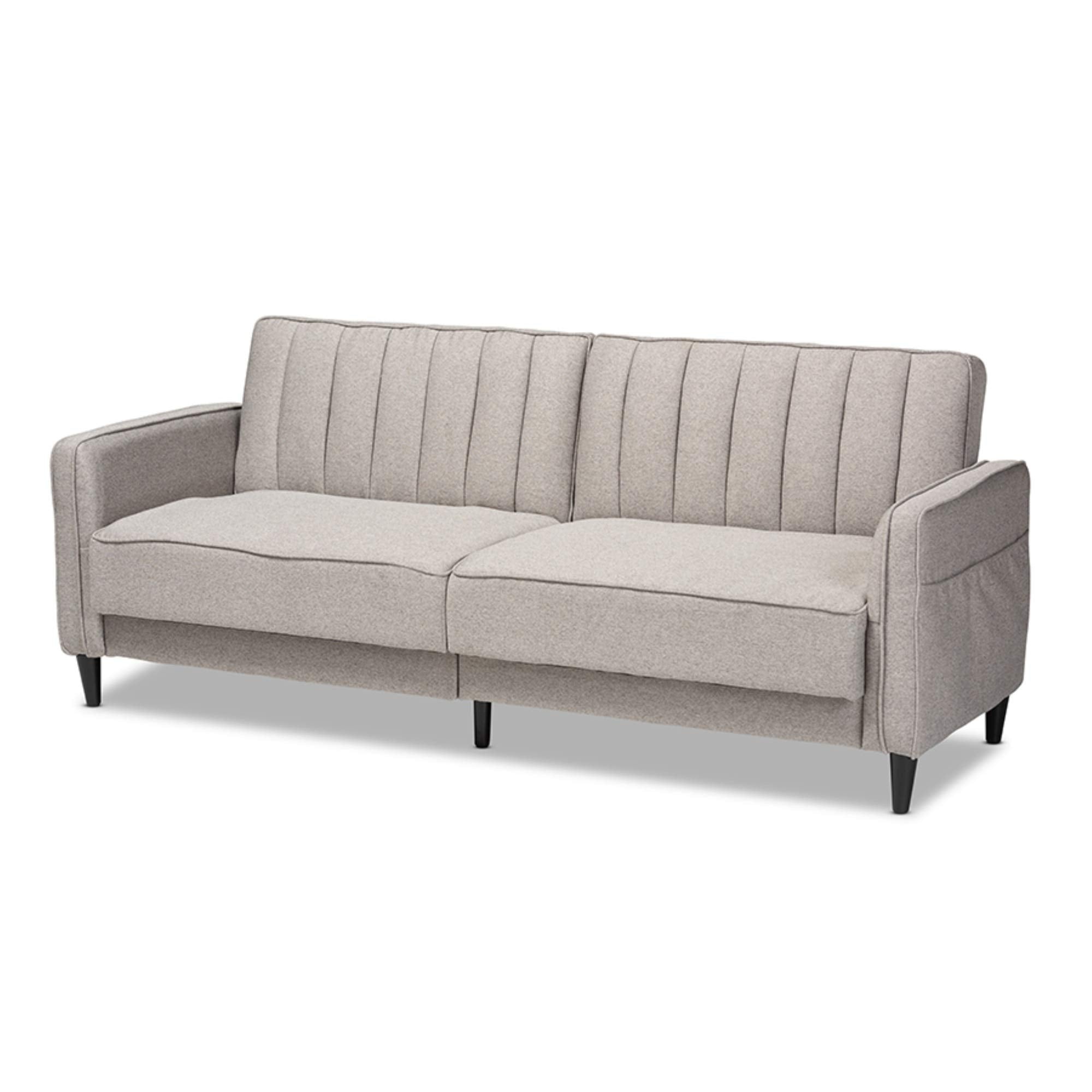 Baxton Studio Colby Mid-Century Modern Light Grey Fabric Upholstered Sleeper Sofa